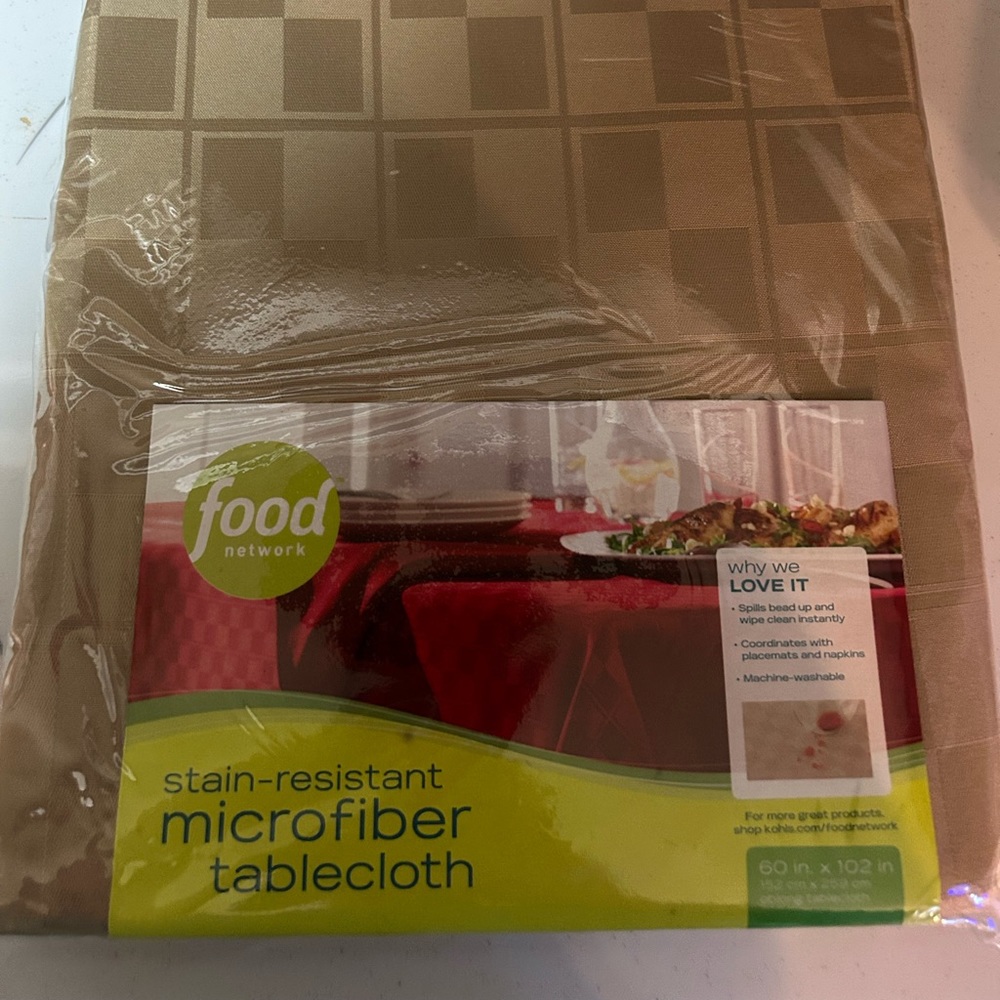 Food Network Beige Microfiber Tablecloth